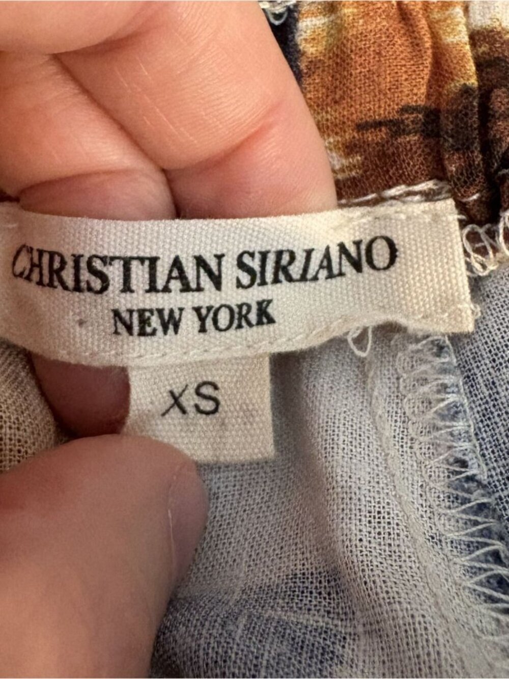 Christian Siriano Women Linen Blend Floral Wide-Leg Pants XS Blue Orange Cropped - Picture 5 of 10